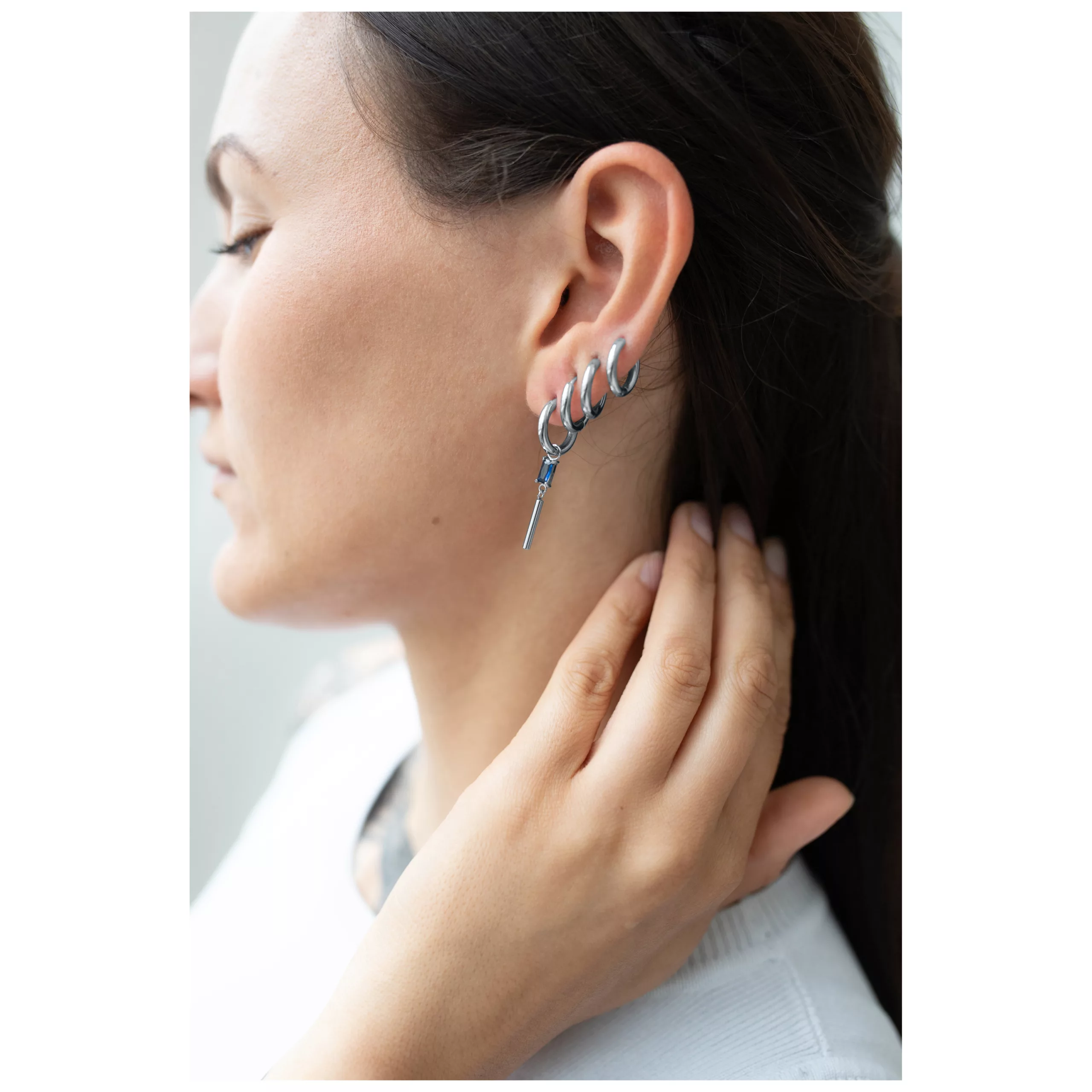 Little Square Crystal Hoops Little Square Crystal Hoops