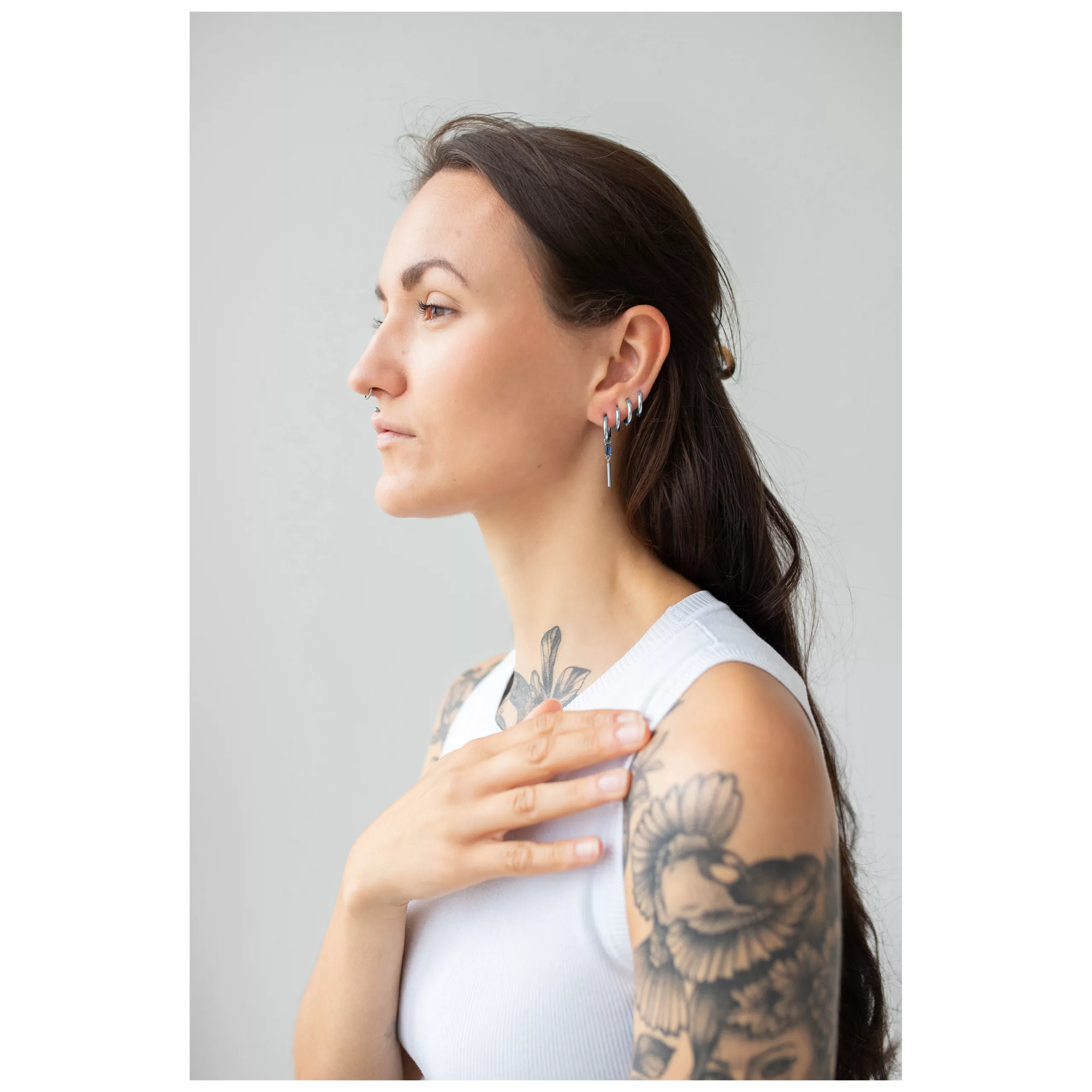 Little Square Crystal Hoops Little Square Crystal Hoops