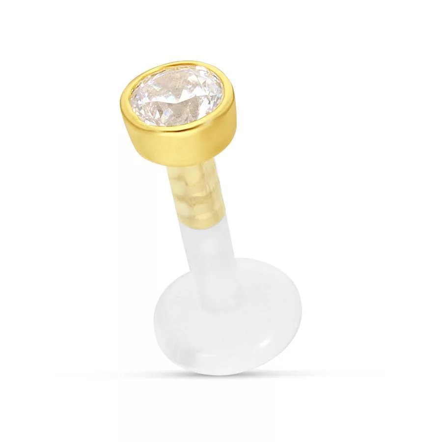 18k Gold Crystal Push-Fit Labret