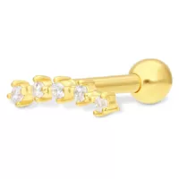 18k Earbarbell Five Crystals