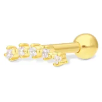 18k Earbarbell Five Crystals