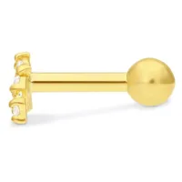 18k Earbarbell Four Crystals