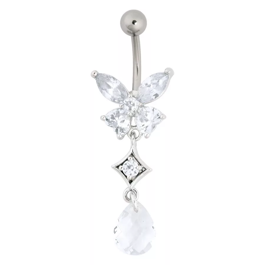 Jewelled Butterfly With Dangle Jewelled Butterfly With Dangle