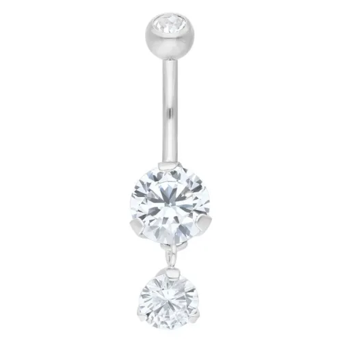 Jewelled Double Diamond Belly Bar