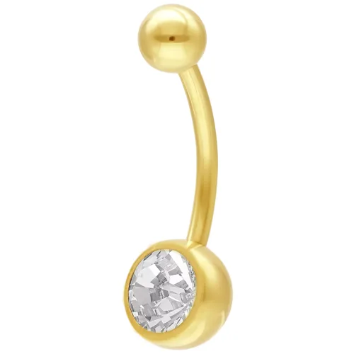 Goldenes Bananabell mit klarem Kristall auf weißem Hintergrund