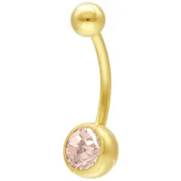 Goldfarbenes Bauchnabel Bananabell mit apricotfarbenem Kristall auf weißem Hintergrund