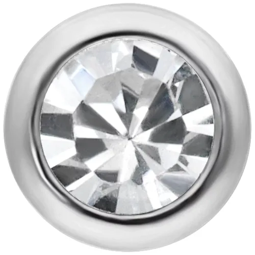 Silberner Nasenstecker mit kristallklarem Stein auf weißem Hintergrund