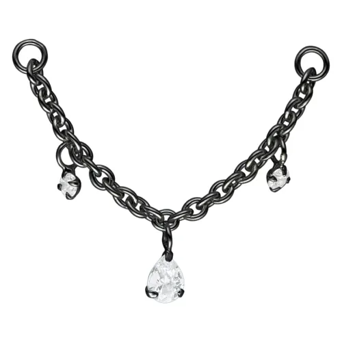 Crystal Dangling Teardrops Piercing Connection Chain