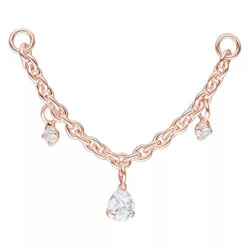Crystal Dangling Teardrops Piercing Connection Chain