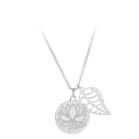 Silvercoloured Lotus with Leaf Necklace