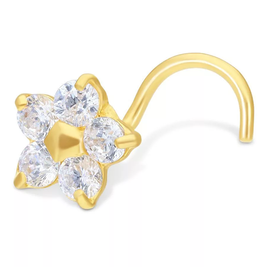 18k Crystal Flower Nosestud