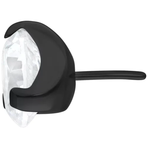 Schwarzer Push Fit Aufsatz mit 5mm kristallklarem Stein auf weißem Hintergrund