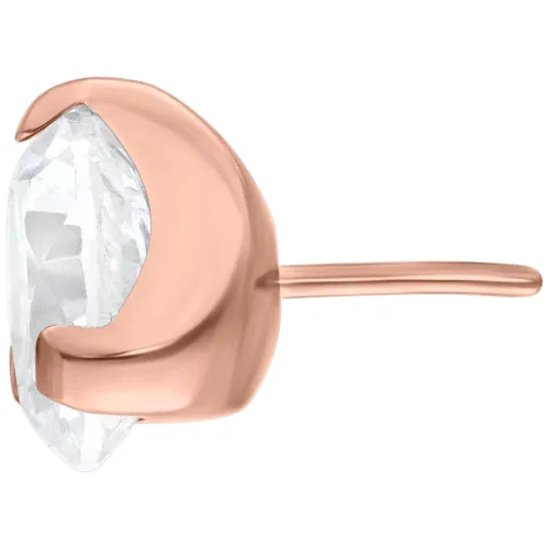 Roségoldener Push Fit Aufsatz mit kristallklarem Stein, seitliche Ansicht