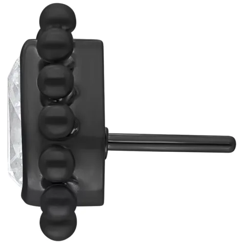 Schwarzer Titan Push Fit Aufsatz mit kristallklarem Tropfen, Seitenansicht