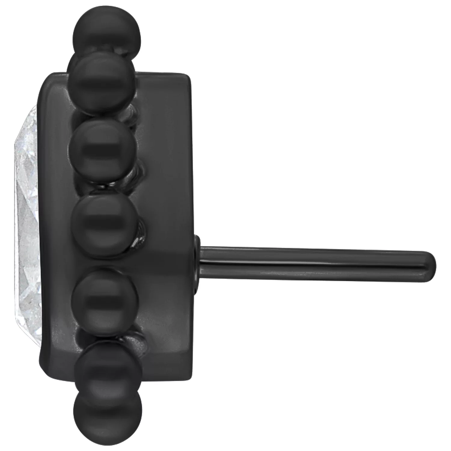 Schwarzer Titan Push Fit Aufsatz mit kristallklarem Tropfen, Seitenansicht