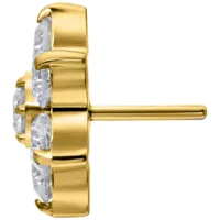 Goldener Blumenaufsatz mit klaren Kristallen auf weißem Hintergrund