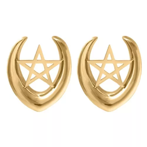 Ear Saddles Gold Pentagram