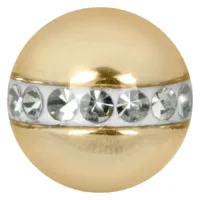 Goldener Aufsatz für Piercings mit klaren Kristallen auf weißem Hintergrund