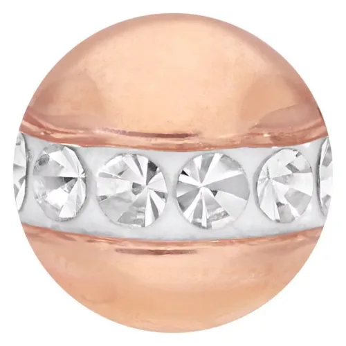 Runder Piercing-Aufsatz aus roségoldenem Chirurgenstahl mit klaren Kristallen auf weißem Hintergrund