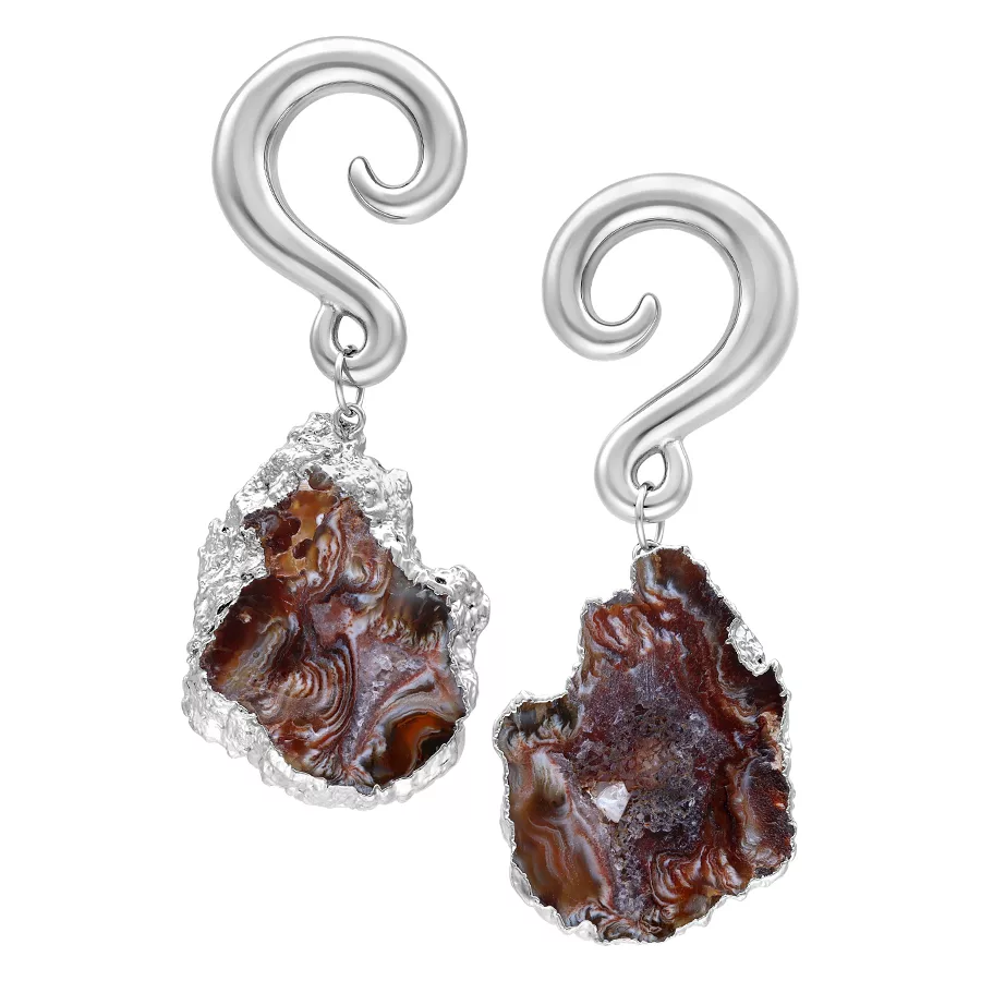 Indian Agate Stone Dangle Ear Weights