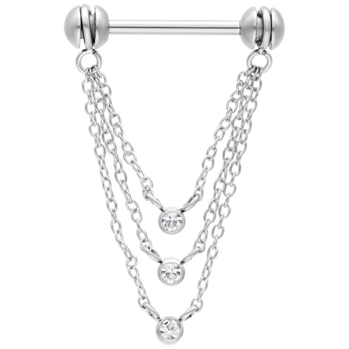 Rotating Three Crystals Nipple Chain