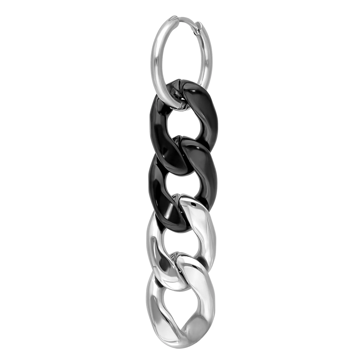 Little 2 Tone Chunky Silverblack Hoops Little 2 Tone Chunky Silverblack Hoops