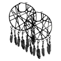 Black Dreamcatcher Hoops