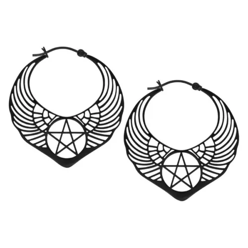 Winged Pentagram Hoops