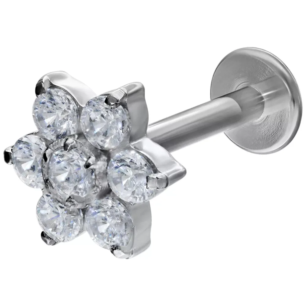 Crystal Flower Push-Fit Labret