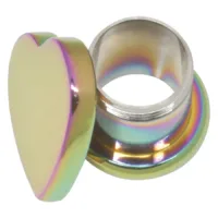 Steel Basicline® Screw Front Fleshtunnel Rainbow Heart