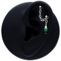 Dangling Emerald Crystal Piercing Connection Chain