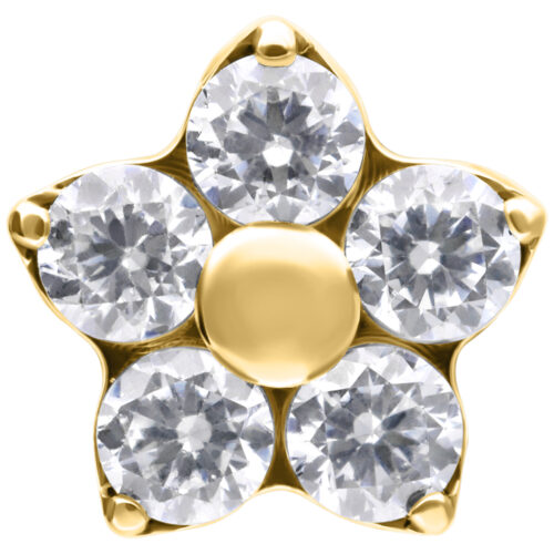 Push Fit Multi Jewelled Flower Attachment - Golden Metal