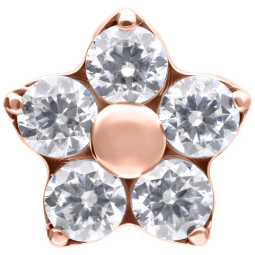 Push Fit Multi Jewelled Flower Attachment - Rosegold
