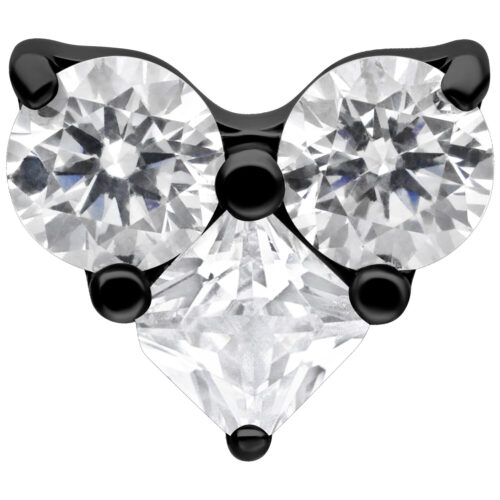 Push Fit Crystal Heart Attachment - Black Metal