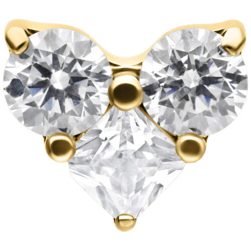 Push Fit Crystal Heart Attachment - Golden Metal