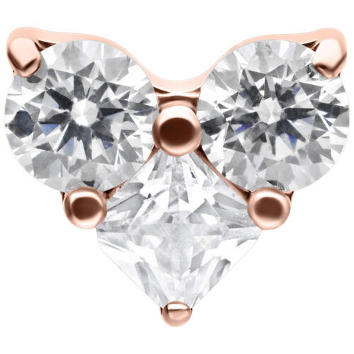 Push Fit Crystal Heart Attachment - Rosegold