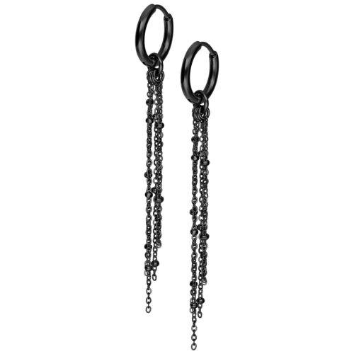 Little Satellite Chain Hoops (pair) - Black Metal