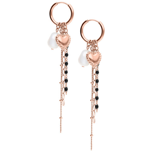Bubble Heart Hoops with Pearl - Rosegold