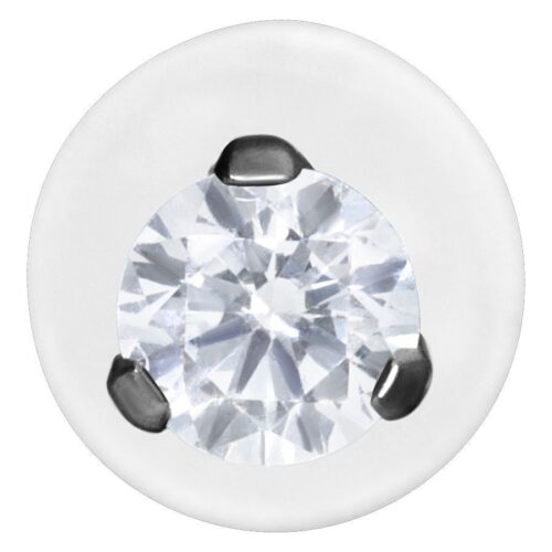 Schwarzer Labret mit 2,5 mm klarem Kristall auf weißem Hintergrund