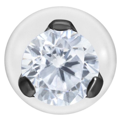 Nahaufnahme eines schwarzen Labrets mit klarem Kristall auf weißem Hintergrund