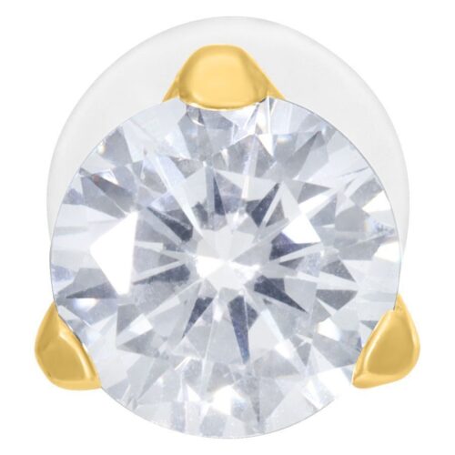 Goldener Labret mit klarem Kristall, 4,0 mm auf weißem Hintergrund