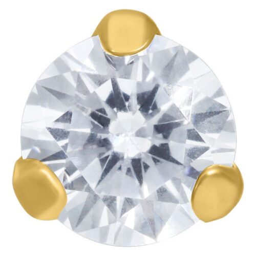 Labret mit 5 mm Kristall und goldenen Fassung auf weißem Hintergrund