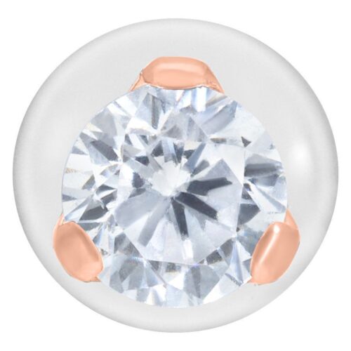 Roségoldenes Labret mit kristallklarem Stein auf weißem Hintergrund