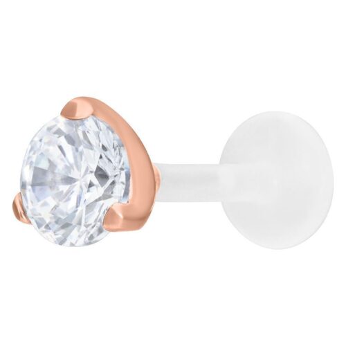 Single Crystal Labret in Roségold mit 4.0 mm Kugel auf weißem Hintergrund