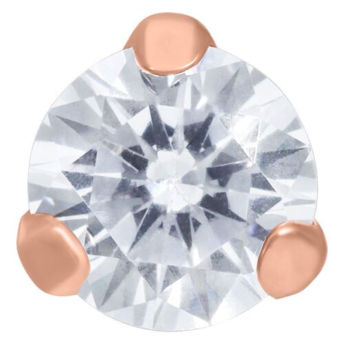 Roségold Labret mit 5 mm Kristall auf weißem Hintergrund