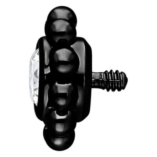 Schwarzer Titan Blütenaufsatz mit klarem Kristall, 2,5 mm Kugelgröße