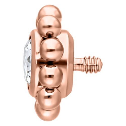 Roségoldener Titan-Aufsatz mit Kristall und Außengewinde vor weißem Hintergrund