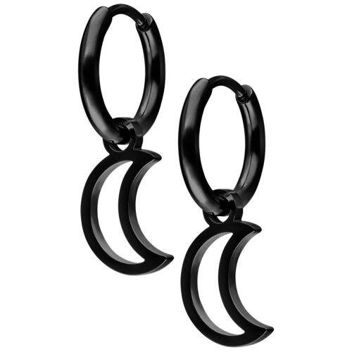 Mini Moon Hoops Pair - Black Metal