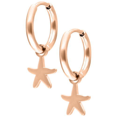 Mini Starfish Hoops Pair - Rosegold