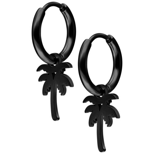 Mini Palm Hoops Pair - Black Metal